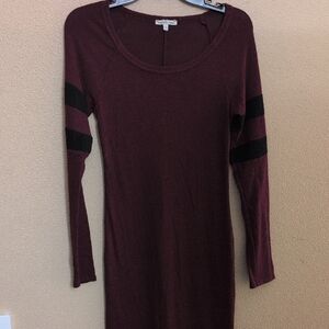 Charlotte Russe Burgundy and Black Long Sleeve Dress